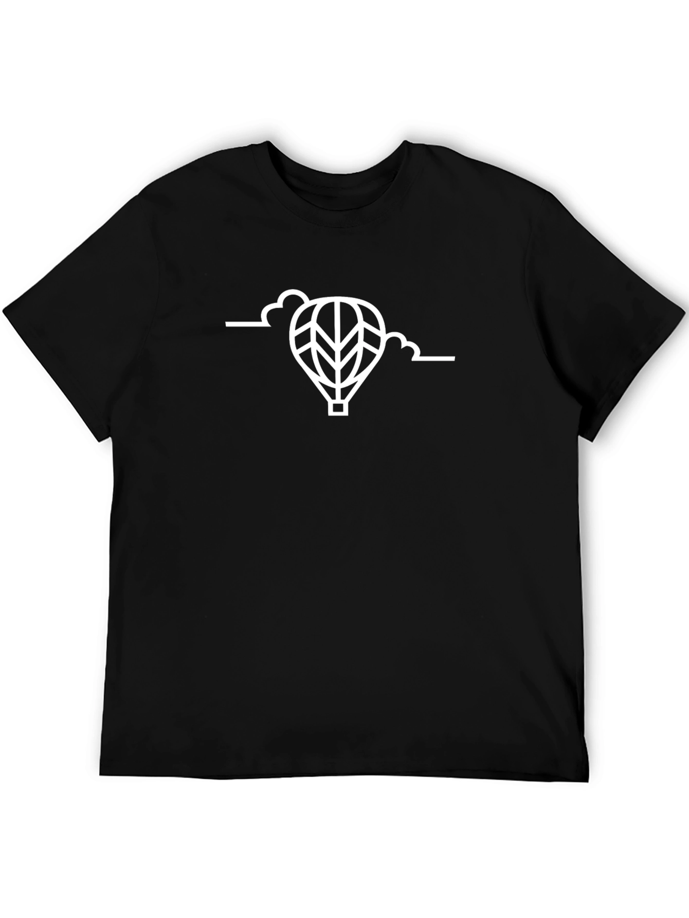 Mens Black T-Shirt - Hot Air Balloon Graphic