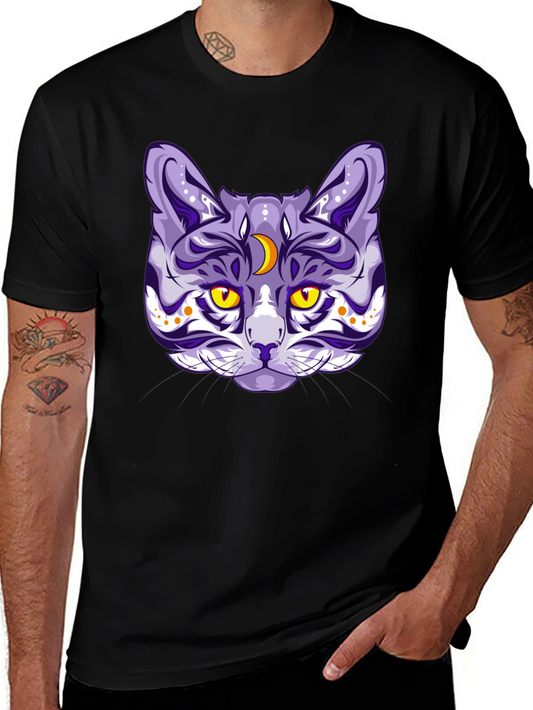 Mystic Cat Graphic Tee - Black Cotton Blend