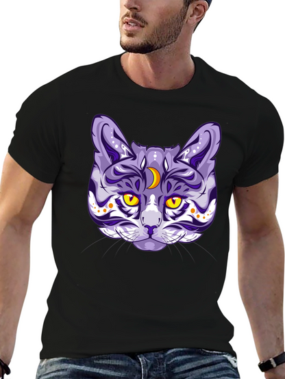 Mystic Cat Graphic Tee - Black Cotton Blend