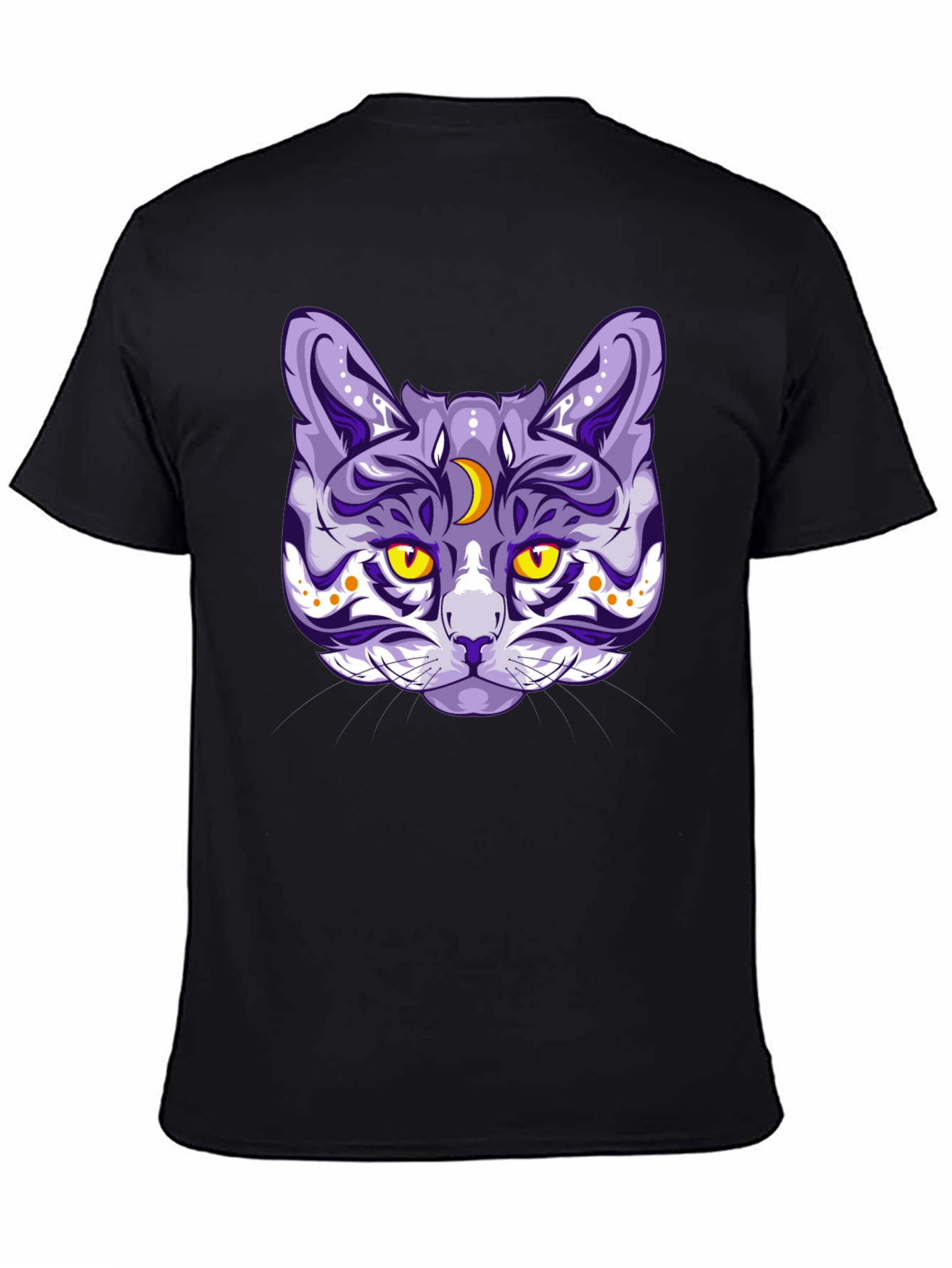 Mystic Cat Graphic Tee - Black Cotton Blend