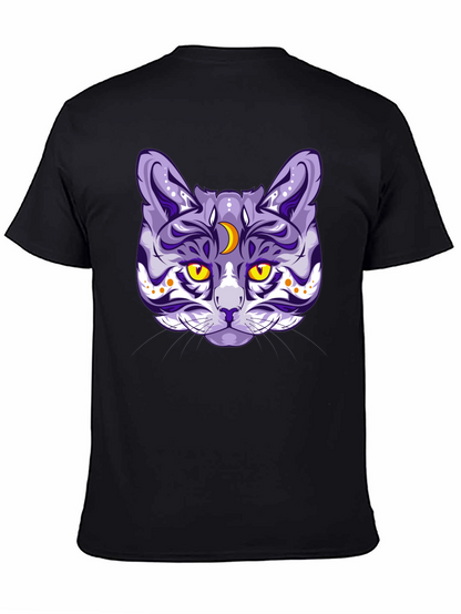 Mystic Cat Graphic Tee - Black Cotton Blend