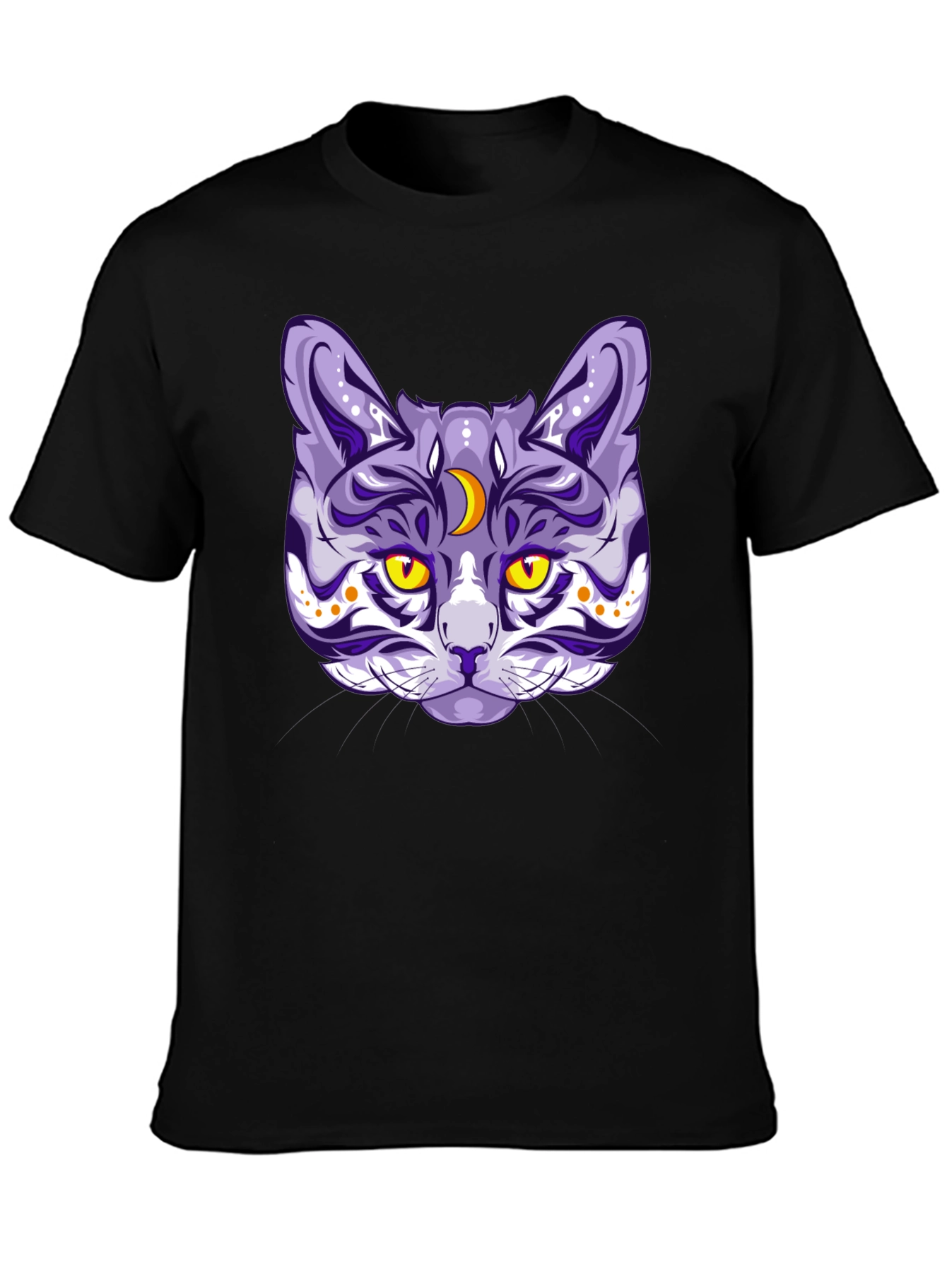 Mystic Cat Graphic Tee - Black Cotton Blend