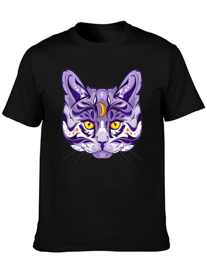 Mystic Cat Graphic Tee - Black Cotton Blend