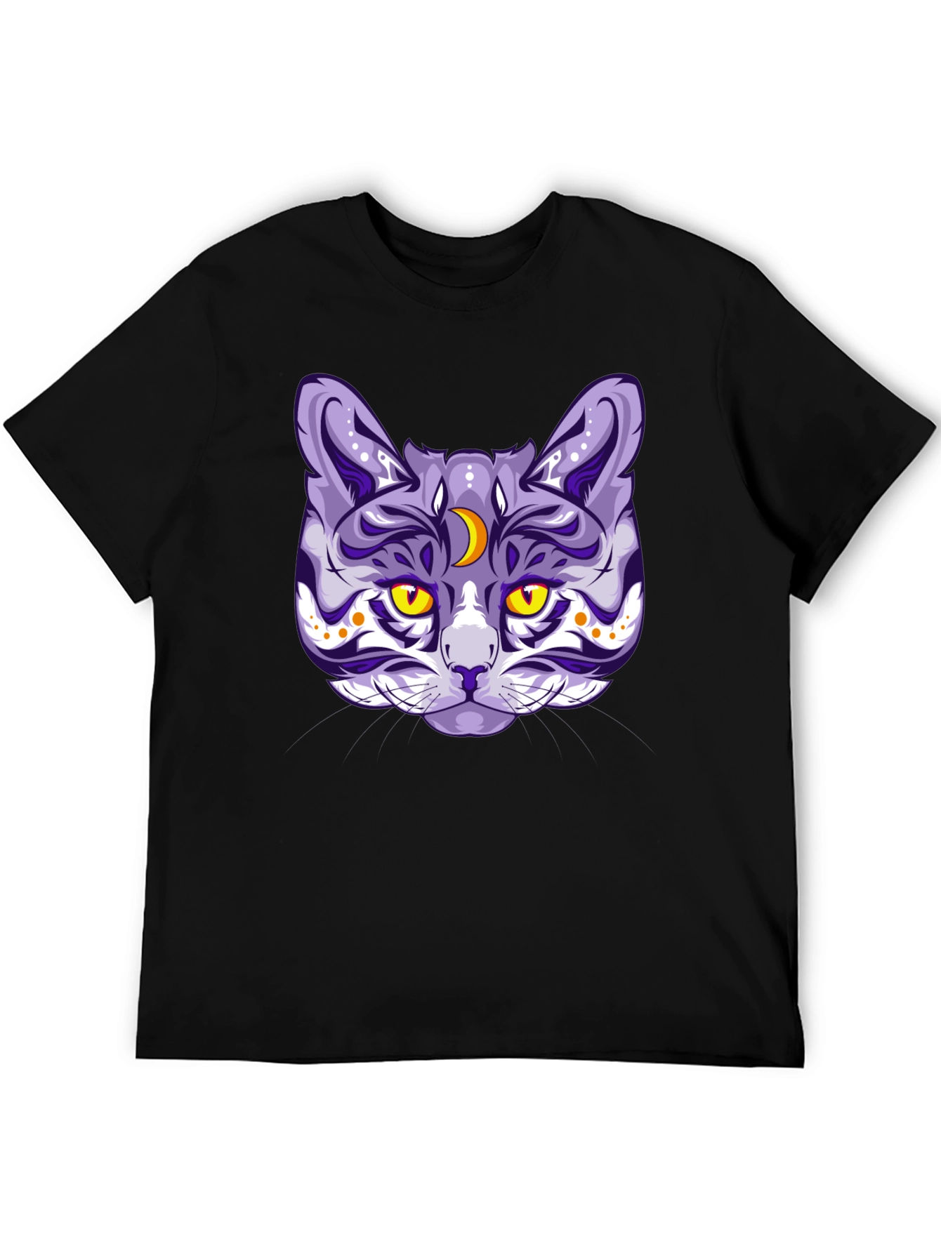 Mystic Cat Graphic Tee - Black Cotton Blend