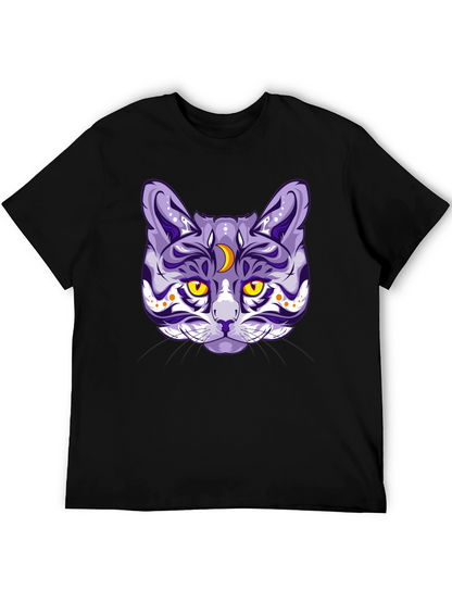 Mystic Cat Graphic Tee - Black Cotton Blend