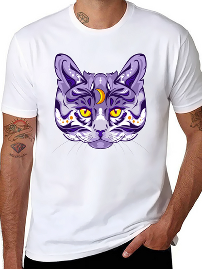 Mystic Cat Graphic Tee - Black Cotton Blend