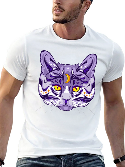 Mystic Cat Graphic Tee - Black Cotton Blend
