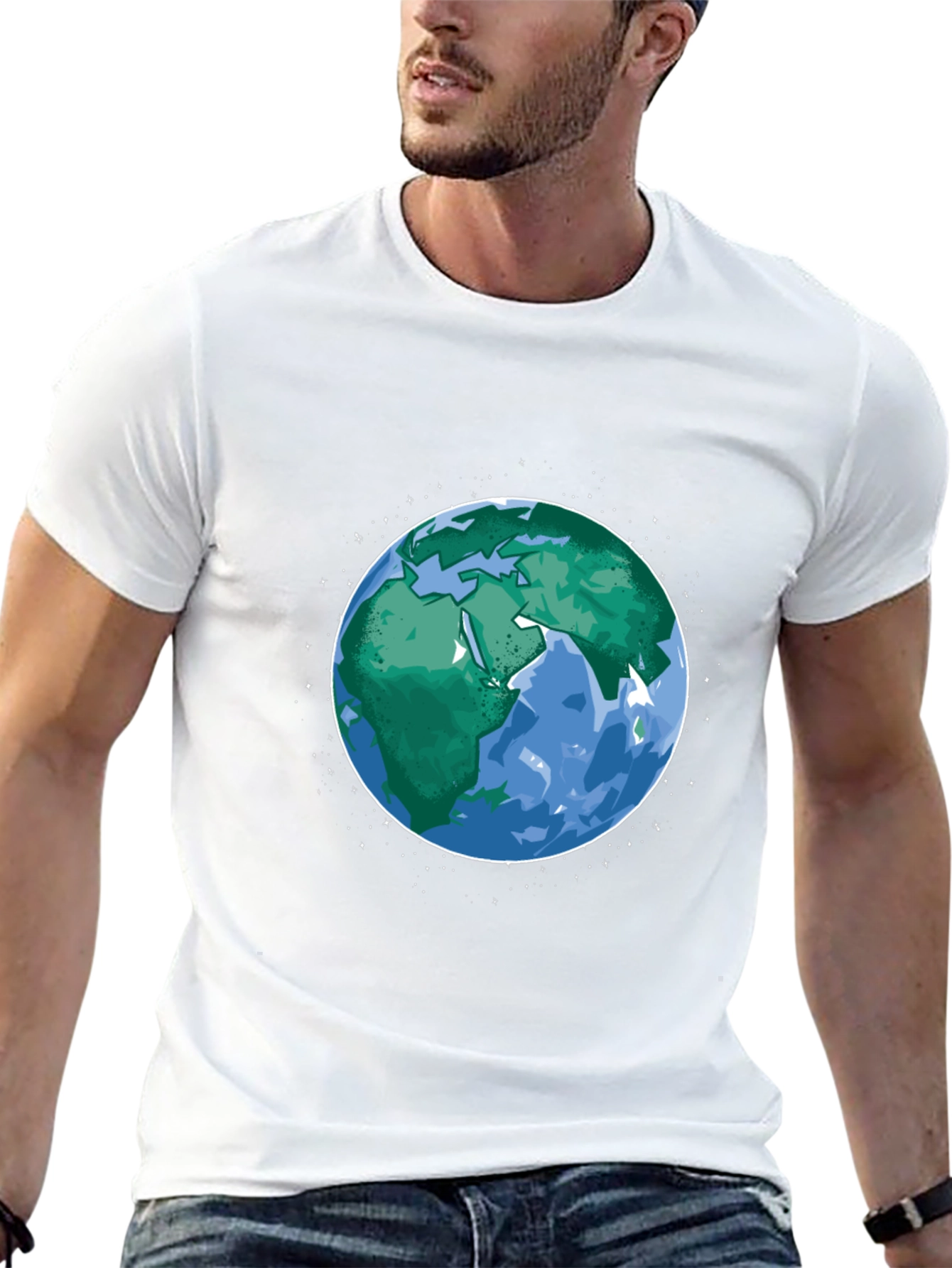 Earth Graphic Print Mens Black T-Shirt