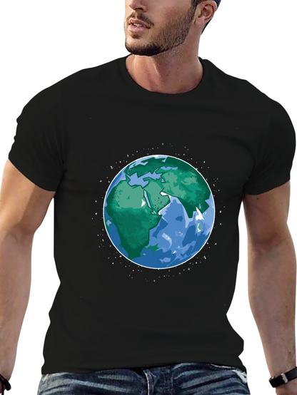 Earth Graphic Print Mens Black T-Shirt