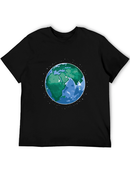 Earth Graphic Print Mens Black T-Shirt