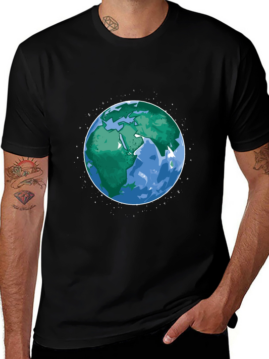 Earth Graphic Print Mens Black T-Shirt