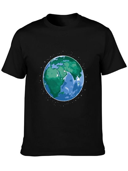 Earth Graphic Print Mens Black T-Shirt