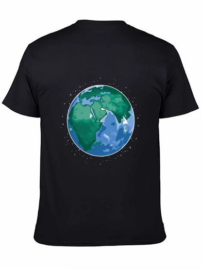 Earth Graphic Print Mens Black T-Shirt