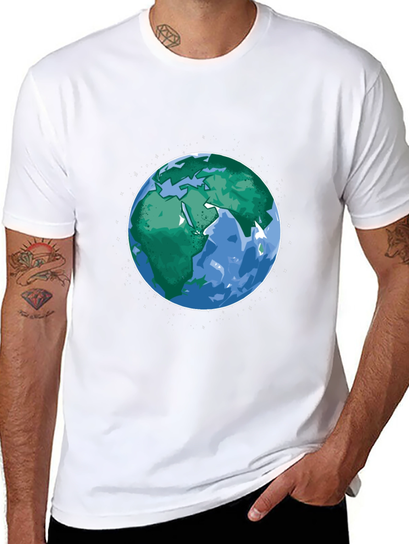 Earth Graphic Print Mens Black T-Shirt