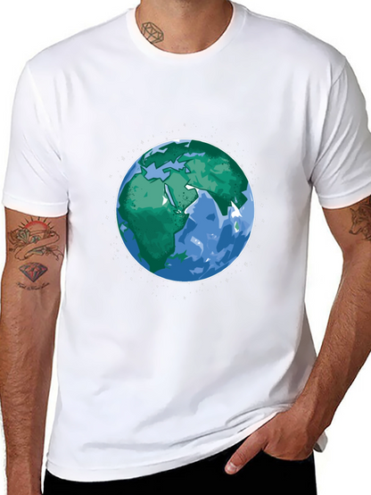 Earth Graphic Print Mens Black T-Shirt