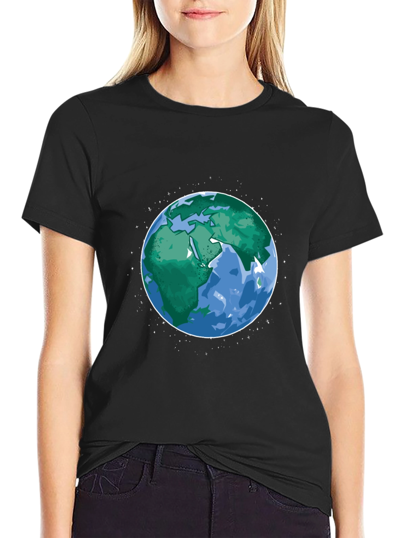 Earth Graphic Print Mens Black T-Shirt
