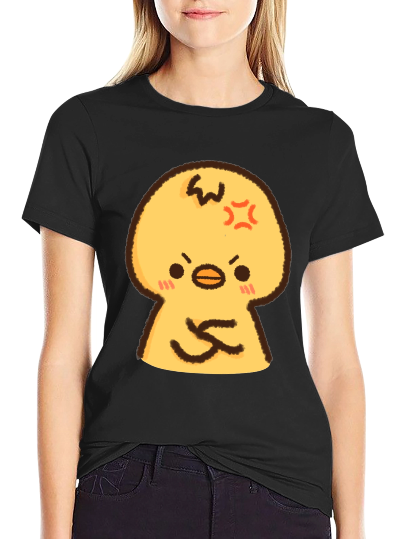 Angry Chick Cartoon Graphic T-Shirt