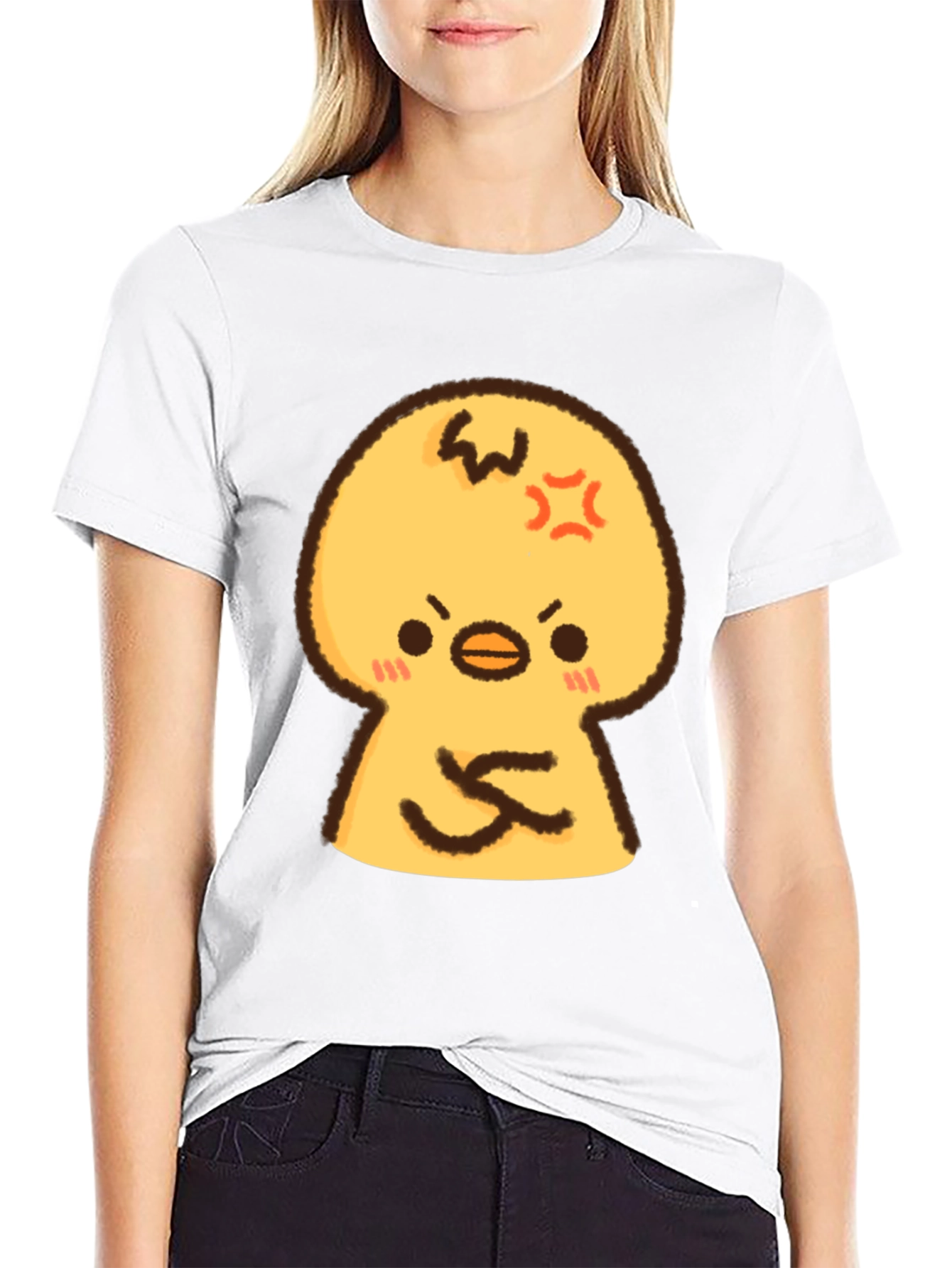 Angry Chick Cartoon Graphic T-Shirt