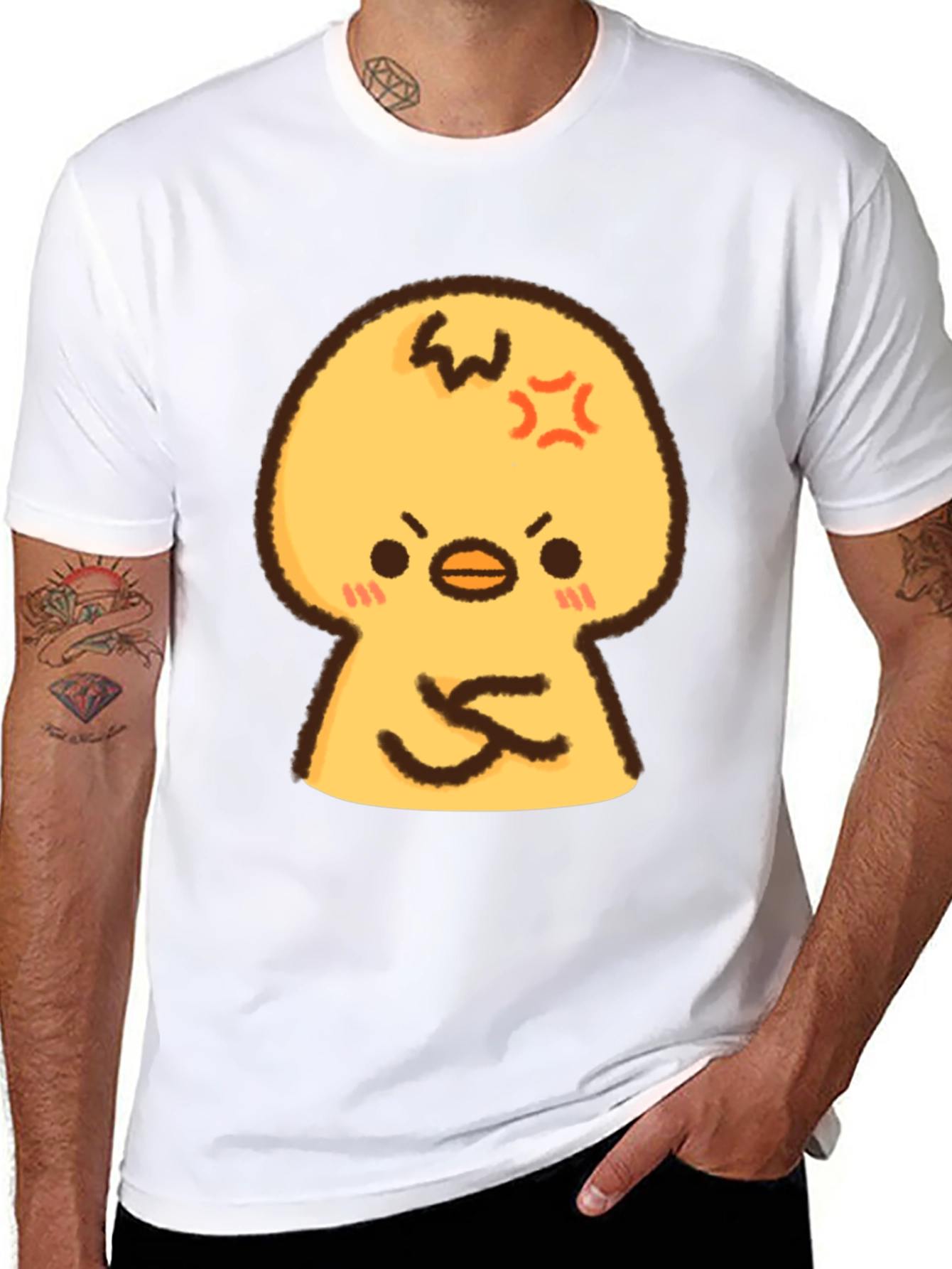 Angry Chick Cartoon Graphic T-Shirt