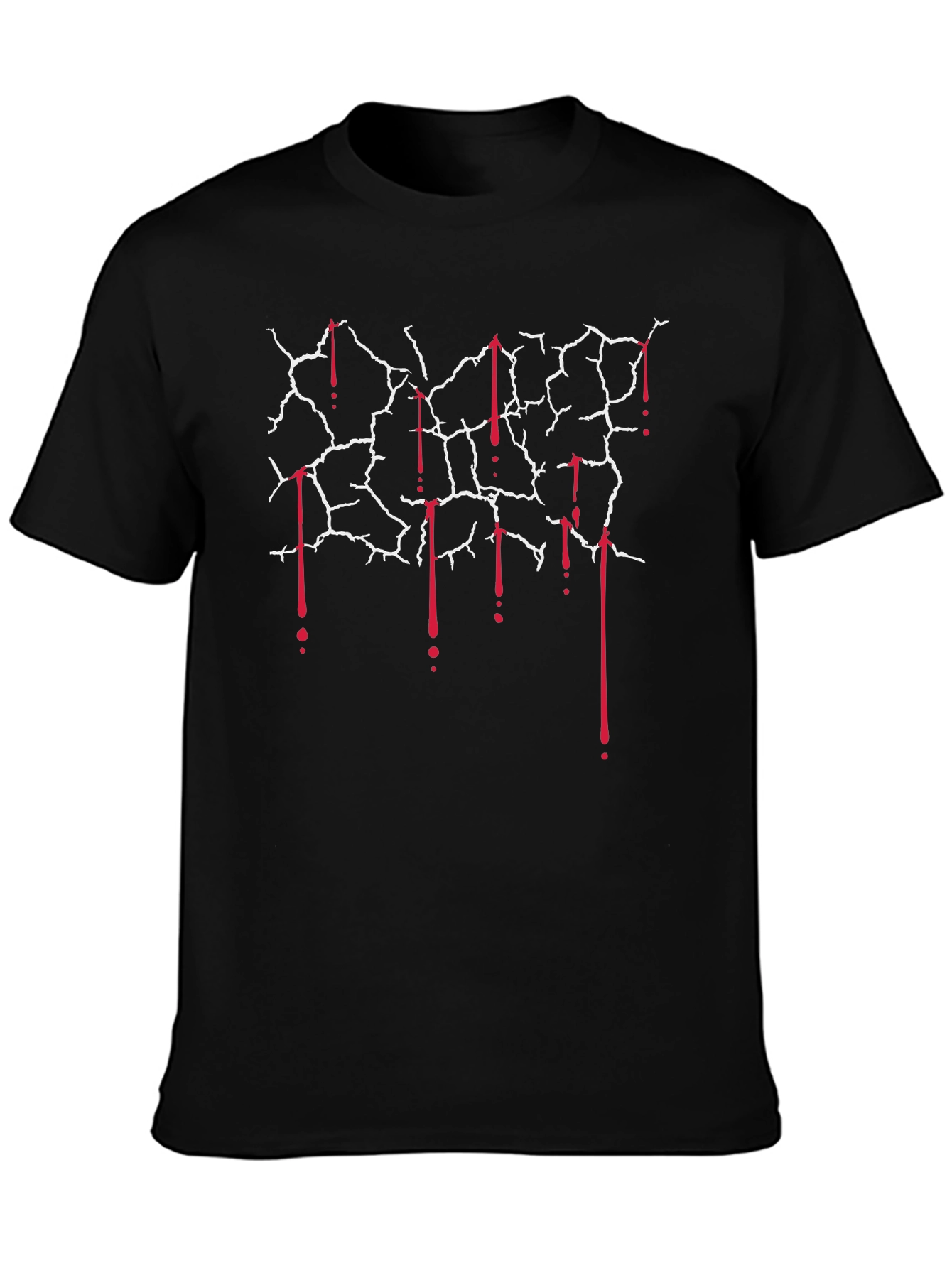 Cracked Wall with Blood Drips Graphic Tee