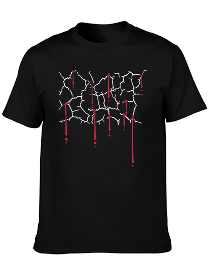 Cracked Wall with Blood Drips Graphic Tee