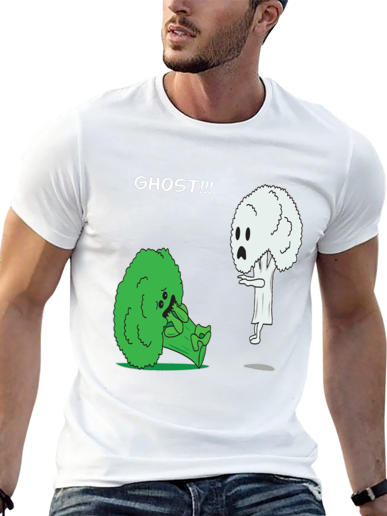 Broccoli Ghost Humor Graphic T-Shirt