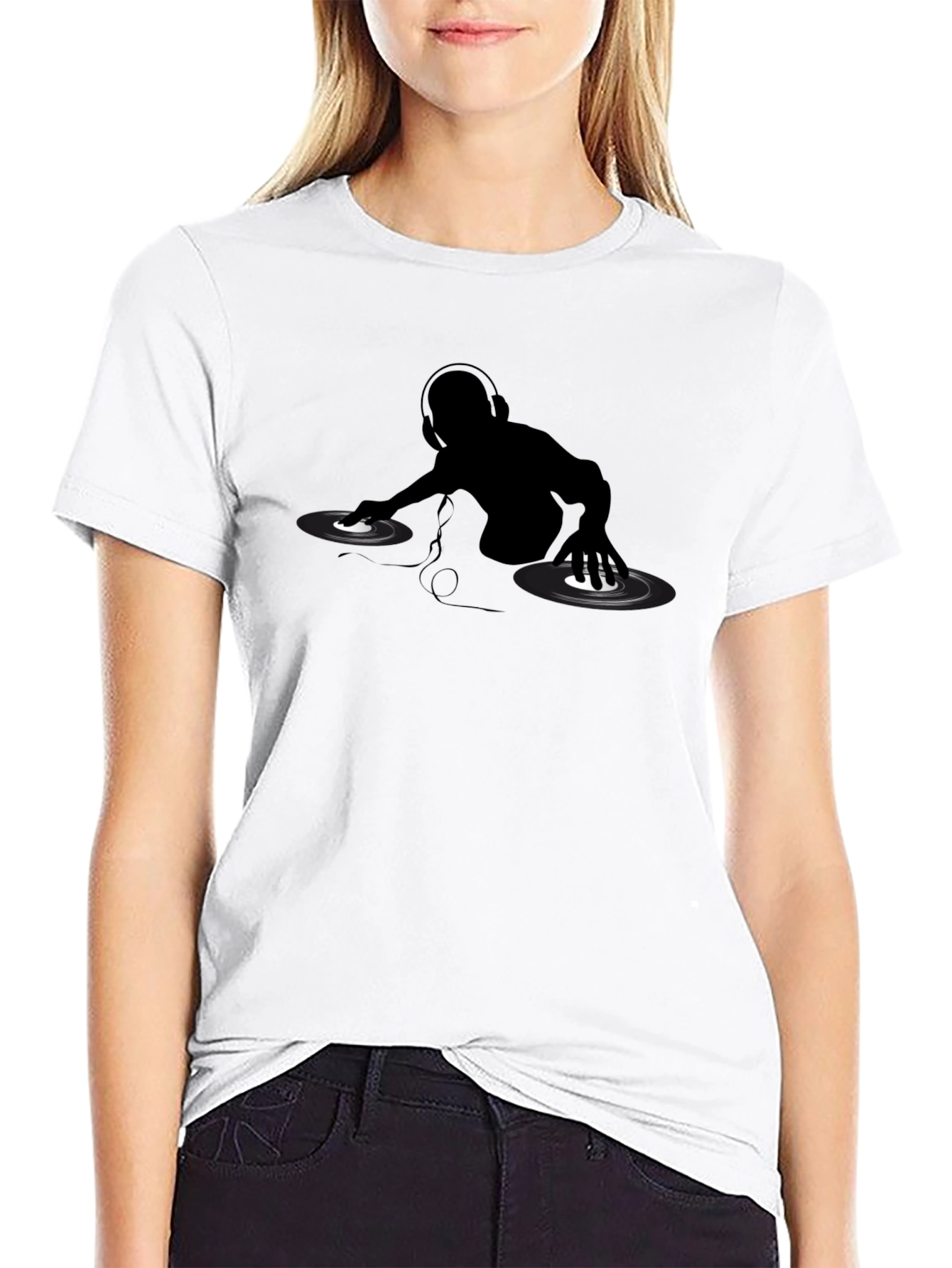 DJ Silhouette Graphic Tee - Turntable Artist Shirt