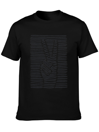 Black Wavy Peace Sign T-Shirt