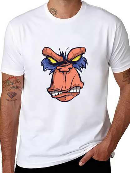 Cartoon Ape Face Graphic Tee - Black