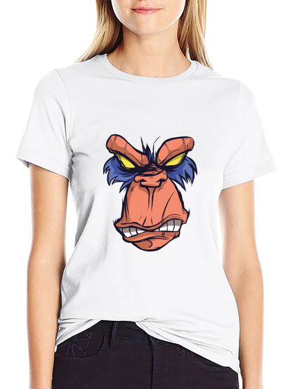 Cartoon Ape Face Graphic Tee - Black