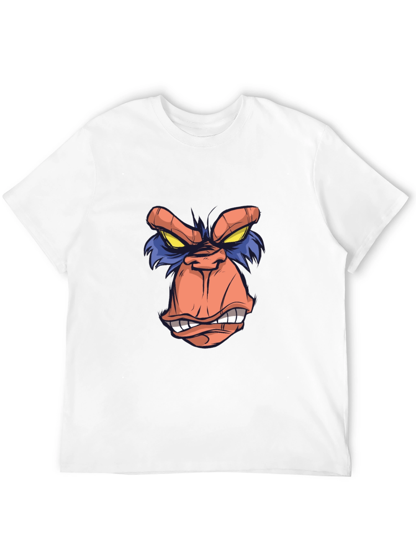 Cartoon Ape Face Graphic Tee - Black
