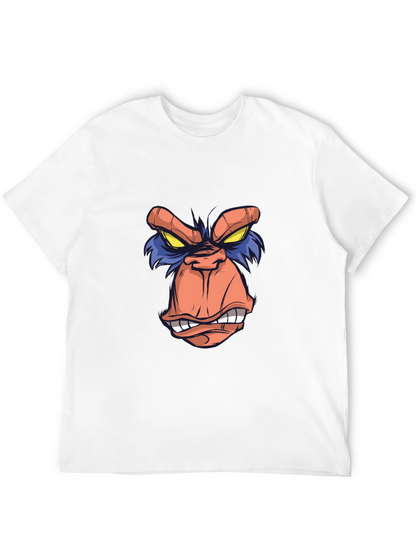 Cartoon Ape Face Graphic Tee - Black