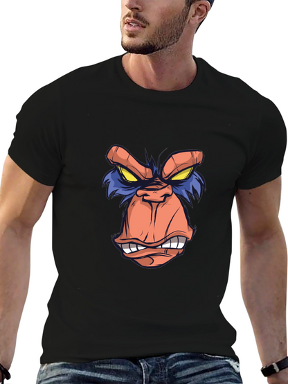 Cartoon Ape Face Graphic Tee - Black