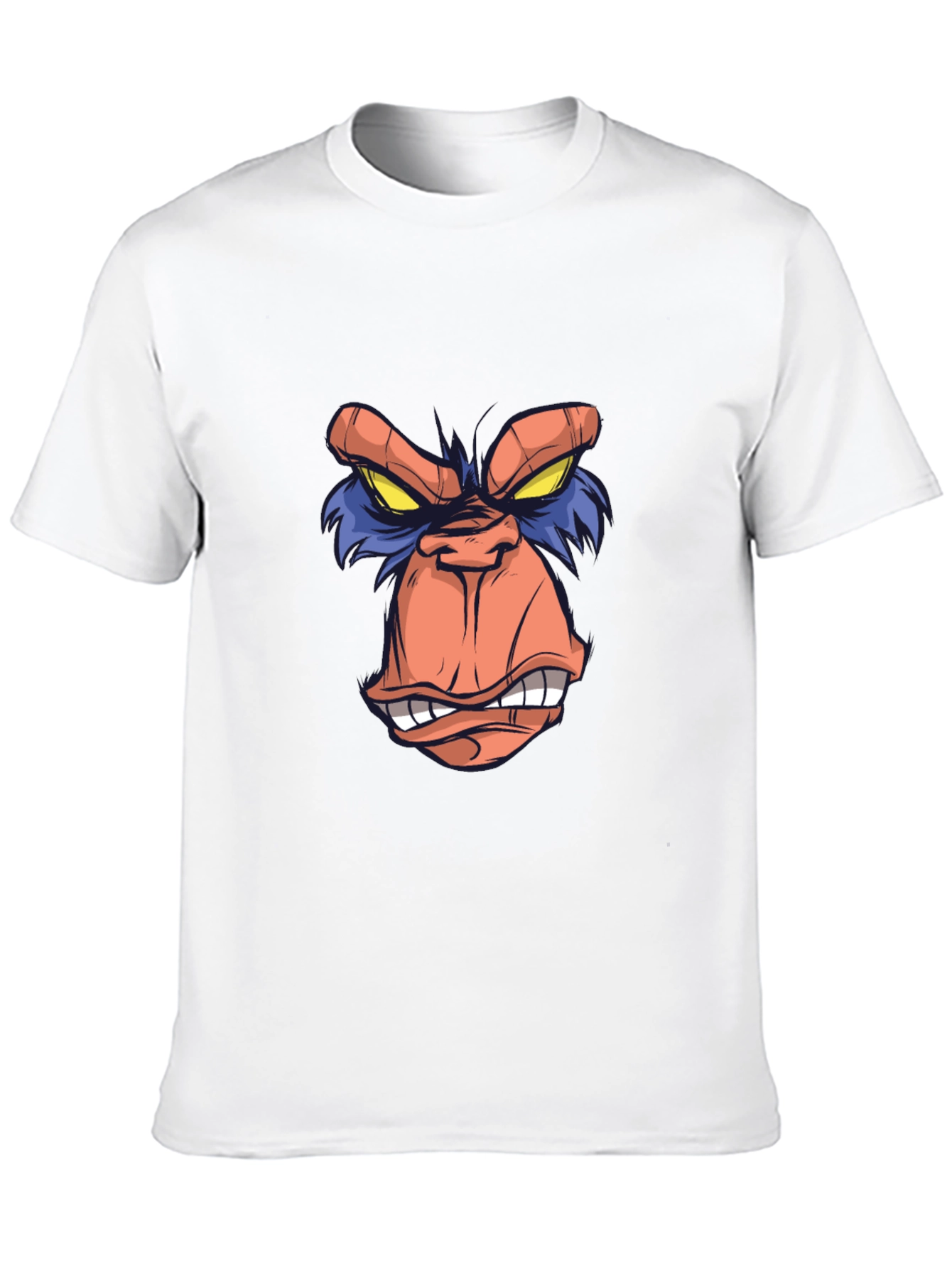 Cartoon Ape Face Graphic Tee - Black