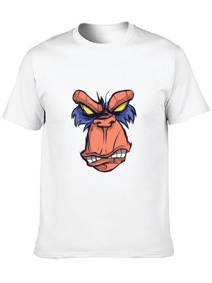 Cartoon Ape Face Graphic Tee - Black