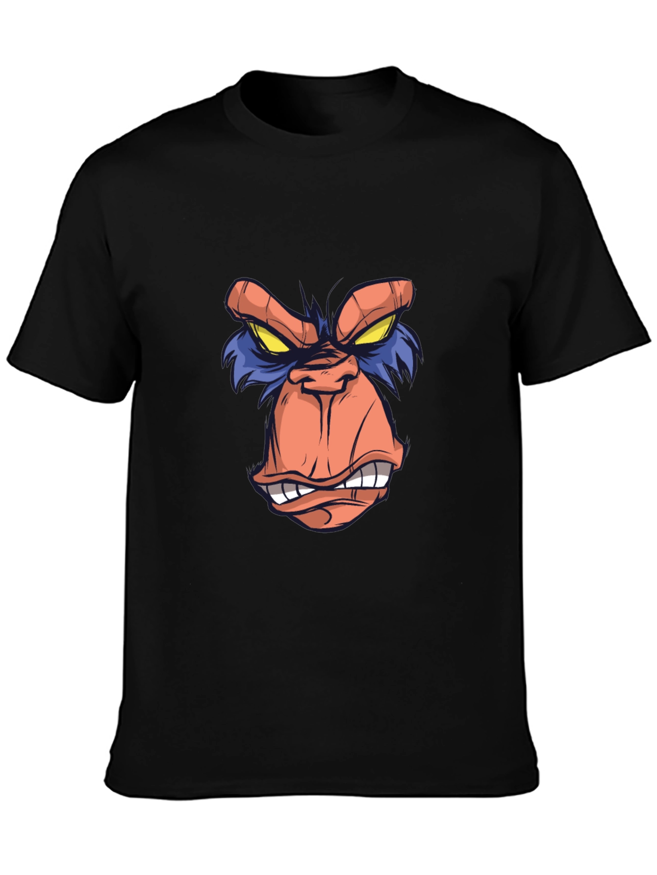 Cartoon Ape Face Graphic Tee - Black