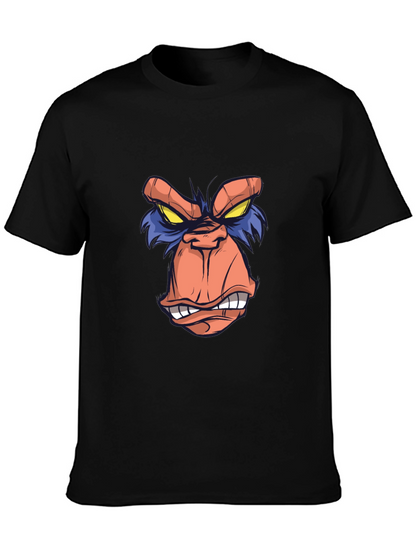 Cartoon Ape Face Graphic Tee - Black