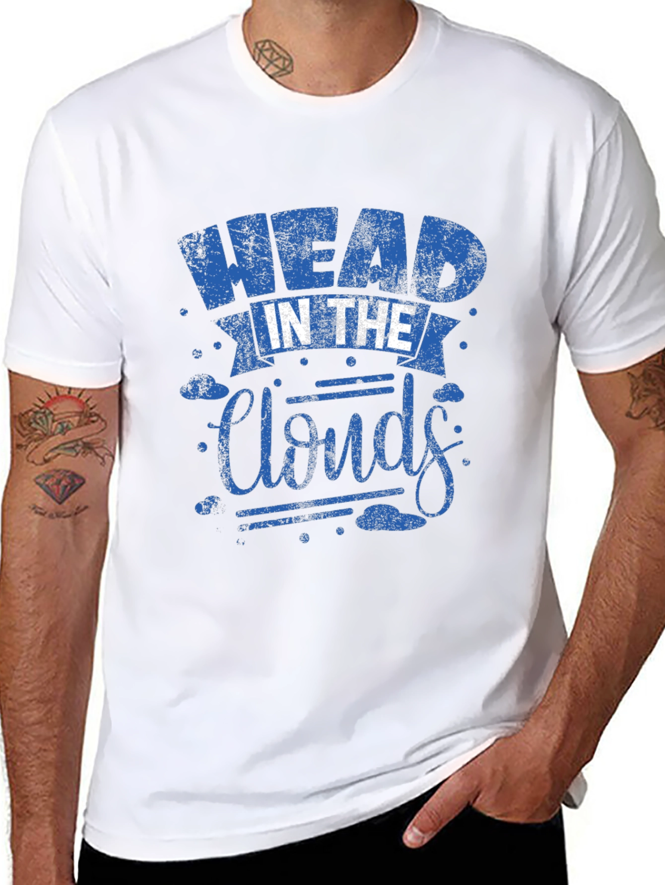 Head in the Clouds Graphic Print Black T-Shirt