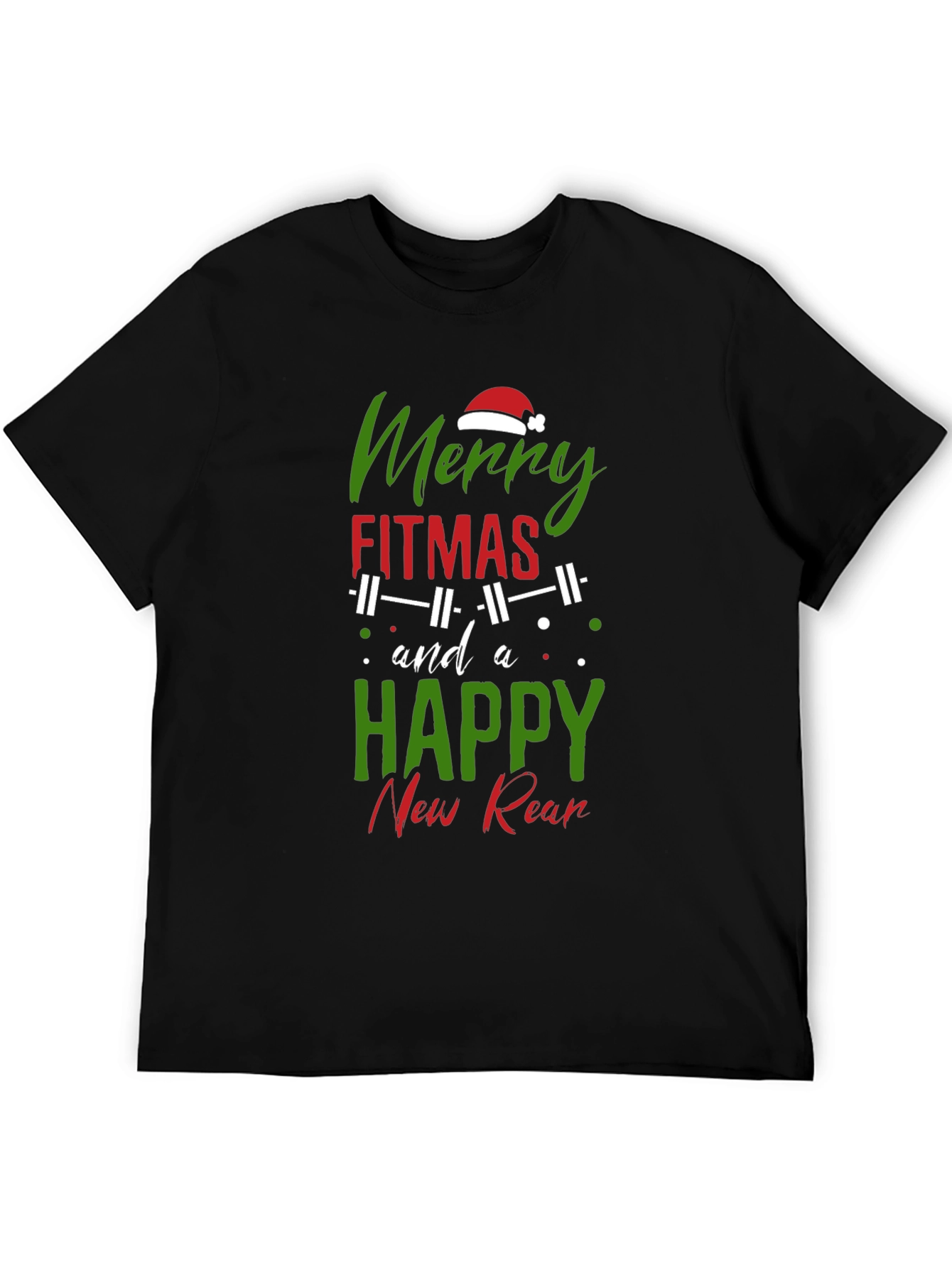 Merry Fitmas Black T-Shirt: Holiday Gym Apparel
