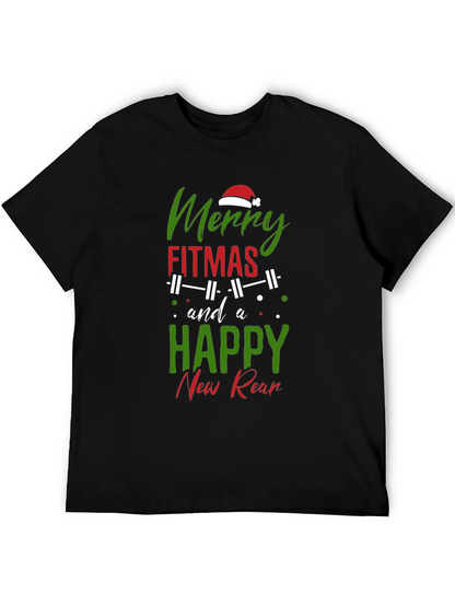 Merry Fitmas Black T-Shirt: Holiday Gym Apparel