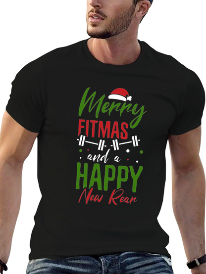 Merry Fitmas Black T-Shirt: Holiday Gym Apparel