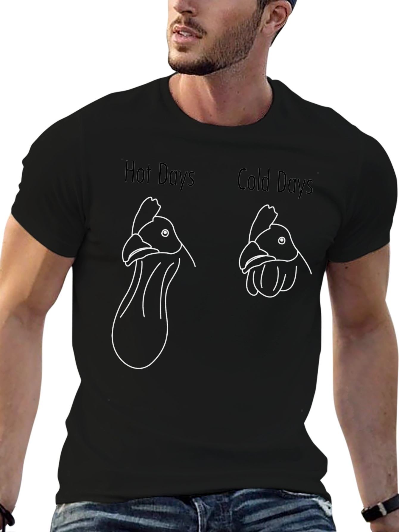 Funny Chicken Hot Cold Days Graphic Tee