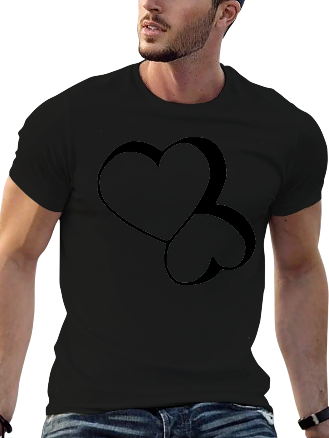 Stylish Black Heart Graphic Tee - Modern Casual Wear