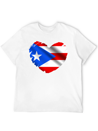 Puerto Rico Flag Heart Graphic T-Shirt