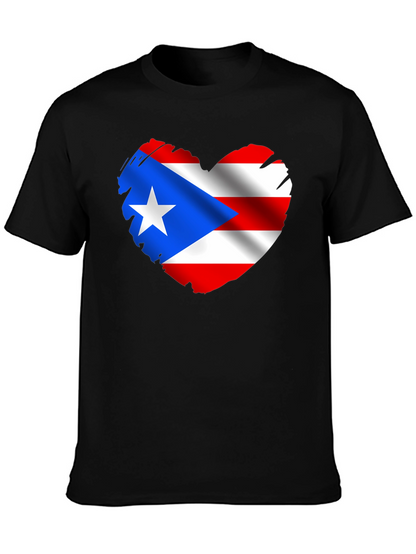Puerto Rico Flag Heart Graphic T-Shirt