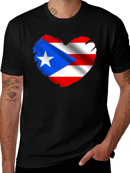 Puerto Rico Flag Heart Graphic T-Shirt