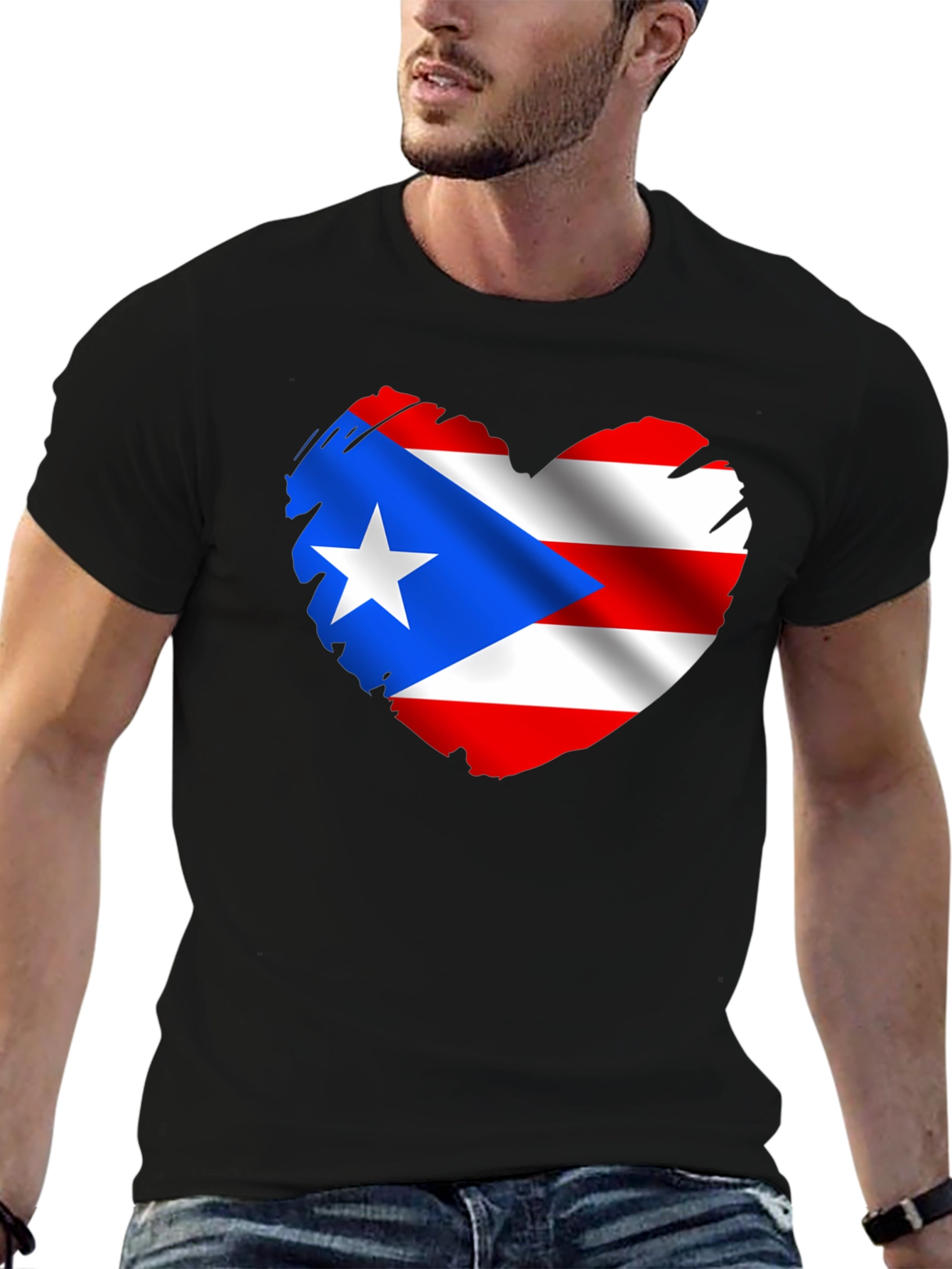 Puerto Rico Flag Heart Graphic T-Shirt