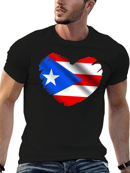 Puerto Rico Flag Heart Graphic T-Shirt