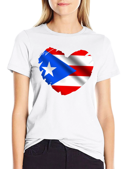 Puerto Rico Flag Heart Graphic T-Shirt