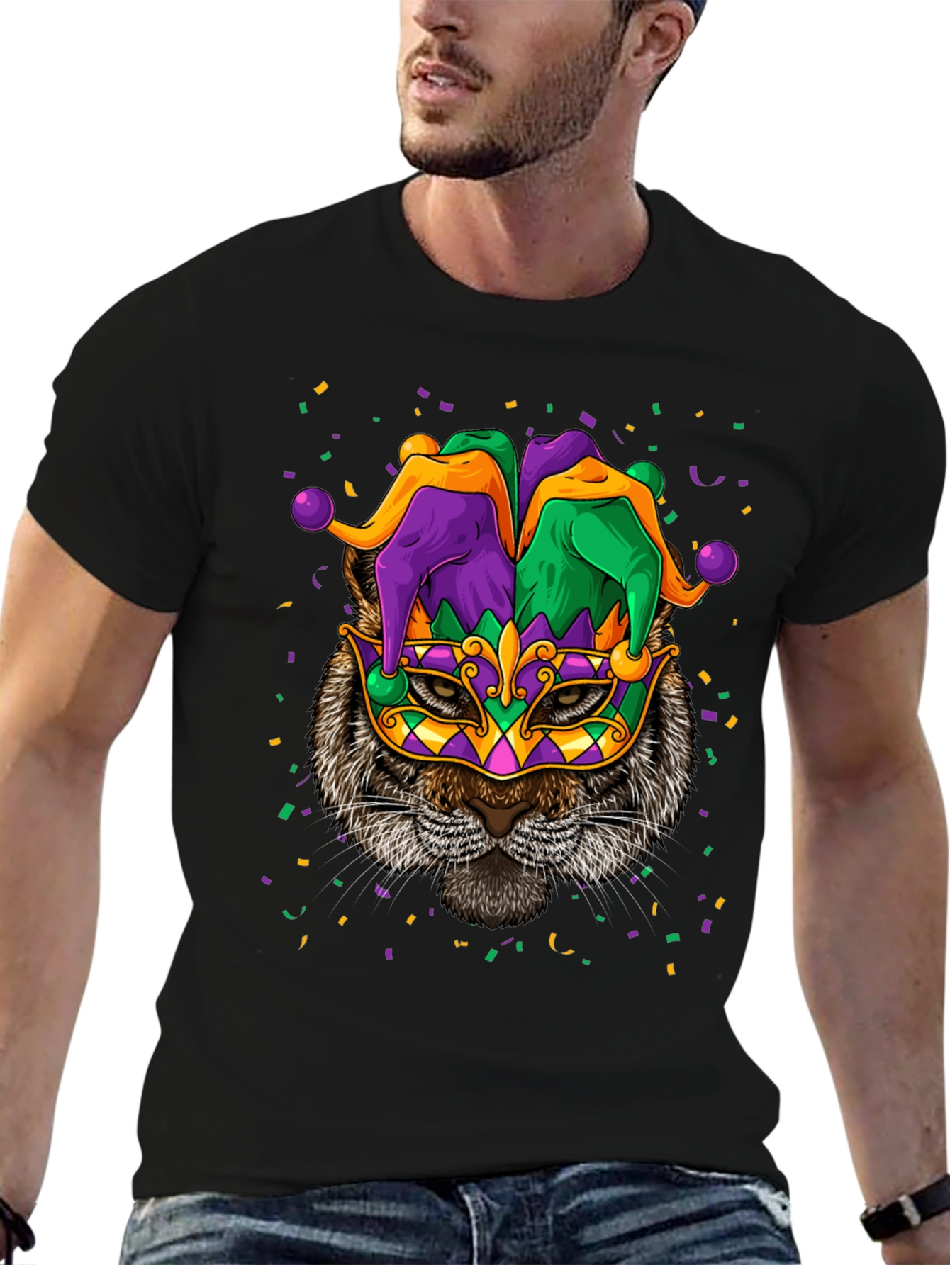 Mardi Gras Cat T-Shirt Unisex Graphic Tee